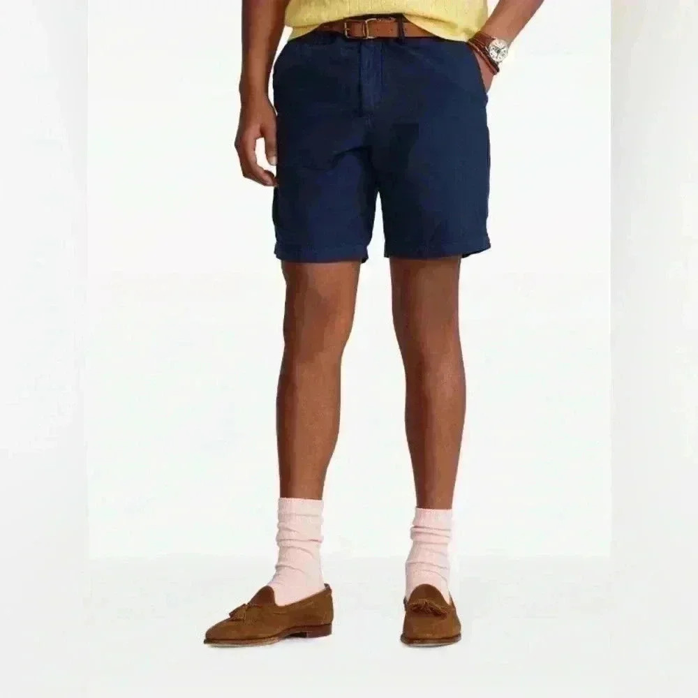 NEW POLO RALPH LAUREN Maritimes Linen Blend Blue Shorts Size 36